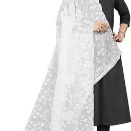 avni n anvi Chiffon Embroidered White Women Dupatta image 3