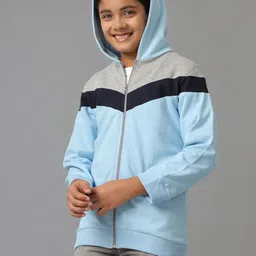 UNDER FOURTEEN ONLY Boys Colourblocked Hooded Front-Open Sweatshirt image 2