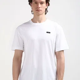 Calvin Klein Jeans Men Solid Round Neck Pure Cotton Relaxed Fit T-shirt-picture-39