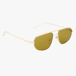 PELLE LUXUR Unisex Brown Lens & Gold-Toned Aviator Sunglasses with image 2