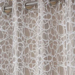 HOSTA HOMES Brown & White Set of 2 Geometric Window Curtain image 2