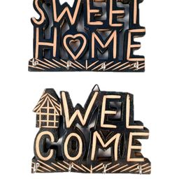 apka mart Brown 2 Piece Sweet Home And Welcome Design Key Holder Wall Hanging-picture-8