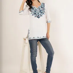 ethic glance Pure Cotton Embroidered Kashmiri Short Kurta image 5