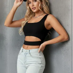 Calm Down Women Ribbed Net Crop Top image 2