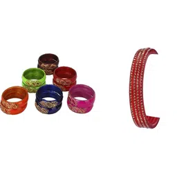 SOMIL Set Of 16 Glass Artificial Stones Studded Bangles-picture-21