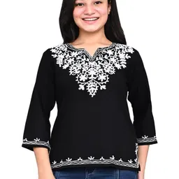 BlueWears Ethnic Motifs Embroidered V-Neck Thread Work Thread Work Kurti-picture-13