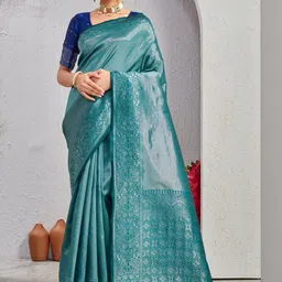 SATYAM WEAVES Woven Design Zari Silk Cotton Handloom Banarasi Saree-picture-12