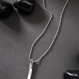 The Roadster Lifestyle Co. Men Stainless Steel Silver-Plated Geometric Pendant With Chain-picture-33