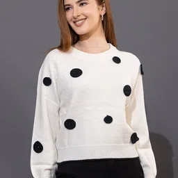 all about you Women Geometric Self Design Round Neck Ribbed Pullover Woollen Sweater-picture-44