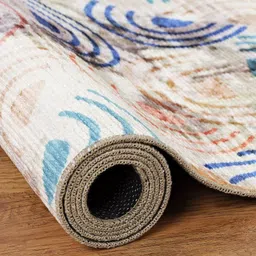 Kaleen India Teal Abstract Anti-Skid Polyester Carpet image 4