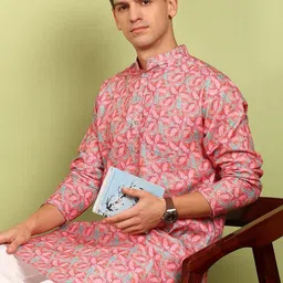 FUBAR Men Ethnic Motifs Printed Regular Pure Cotton Kurta with Trousers-picture-30