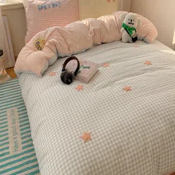 JC HOME Checked 4 Piece Double King Regular Bedding Set image 2