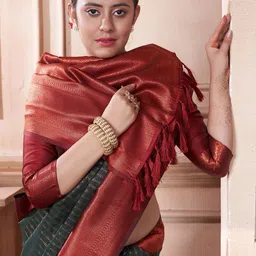 LeeliPeeri Designer Ethnic Motifs Zari Silk Blend Kanjeevaram Saree image 3