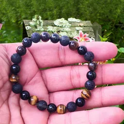 Apnisanskriti Unisex Lava Tiger Eye Black Oynx Stone Bracelet-picture-17