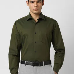 Van Heusen Men Spread Collar Solid Cotton Formal Shirt-image-50
