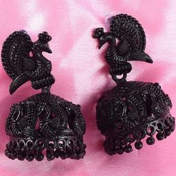 missmister Brass Black Rhodium Peacock design Stylish Jhumki Women Jhumka-picture-22