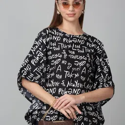 SZN Print Kimono Sleeve Kaftan Top image 3