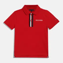 Tommy Hilfiger Boys Solid Polo Collar Cotton T-shirt-image-6