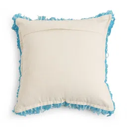 Revive Home Blue & White Self Design Cotton Square Cushion Cover image 3