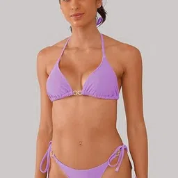 Bananhot Women Halter Neck Triangle Tie Up Swim Bikini Set-picture-15