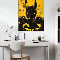 Craftnest creations Yellow & Black Single Piece Canvas Abstract Wall Paintings image 2