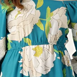 Sleek Italia Women Floral Printed Off-Shoulder Cotton Fit and Flare Midi Dress image 3