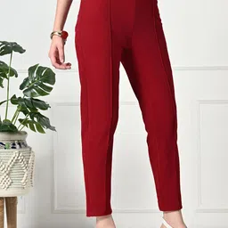 Brainbees Women Pack Of 2 Textured Smart Skinny Fit High-Rise Regular Trousers image 2