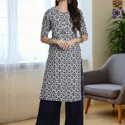 HERE&NOW Women Pack of 3 Ethnic Motifs Printed Daily Straight Kurtas-picture-37