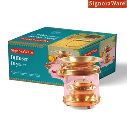 SignoraWare Copper Toned Diffuser Diya With Glass Cover image 2
