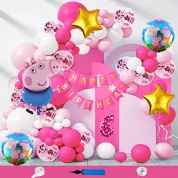 choice corner 6 Year Birthday Decoration Kit Combo Peppa Pig Theme Foil For Party Celebrations image 1