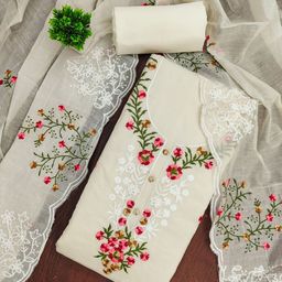 LeeliPeeri Designer Floral Embroidered Chanderi Cotton Unstitched Dress Material-picture-21