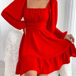 feuty Gathered or Pleated Fit & Flare Above Knee Dress image 3