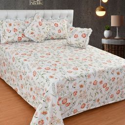 MORADO Off White & Rust Floral Polycotton 7 Piece Double Queen Superfine Bedding Set-picture-27