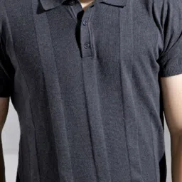 The Tie Hub Men Self Design Polo Collar Cotton Casual T-shirt image 4