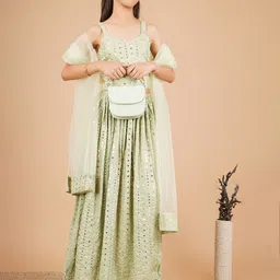 Unique Designers Girls Embellished Mirror Work Ready to Wear Lehenga & Blouse With Dupatta image 1