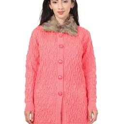 HAUTEMODA Women Cable Knit Woollen Cardigan-image-77