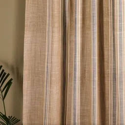 Peepul Tree Beige & White Set of 2 Striped Door Curtain image 3