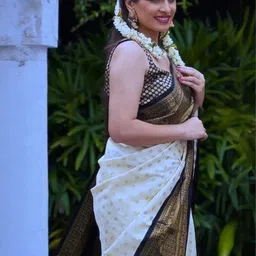 tammu designer Ethnic Motifs Zari Silk Blend Handloom Saree image 3