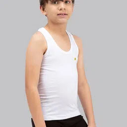 AMUL COMFY Pack of 8 Boys White Cotton Solid Innerwear Vests image 2