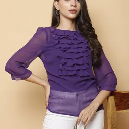 250 DESIGNS Women Self Design Round Neck Top-image-73