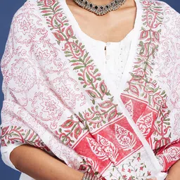 Taavi Ethnic Motifs Block Printed Cotton Linen Dupatta image 2