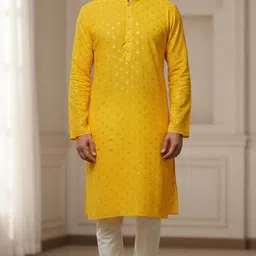 st textile Men Muslin Kurta Pyjama Set image 1