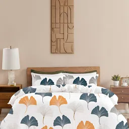 HOMEMONDE Mustard & Grey Printed Cotton King Duvet Cover-picture-17