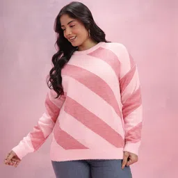 DressBerry Curve Plus Size Self Striped Pullover image 5