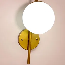 KINIS Gold-Toned & White Spherical Shaped Metal Wall Lamp image 2