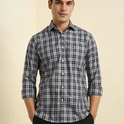 Allen Solly Men Slim Fit Spread Collar Tartan Checked Cotton Casual Shirt image 1