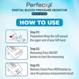 Perfecxa VHS-0270A Blood Pressure Monitor, Digital large LCD Display, Pulse Rate Measurement Bp Monitor image 3