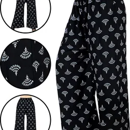 4k fashion Pack of 2 Women Relaxed Black, Grey Viscose Rayon Trousers image 3