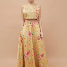 Melange by Lifestyle Floral Printed Ready to Wear Lehenga & Blouse With Dupatta image 5