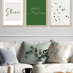 Kotart Brown & Green 3 Pieces Typography Wooden Wall Arts image 2
